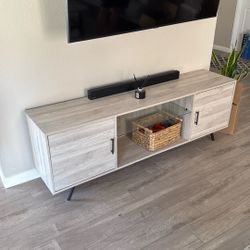 Grey Wood Finish Media Console Table
