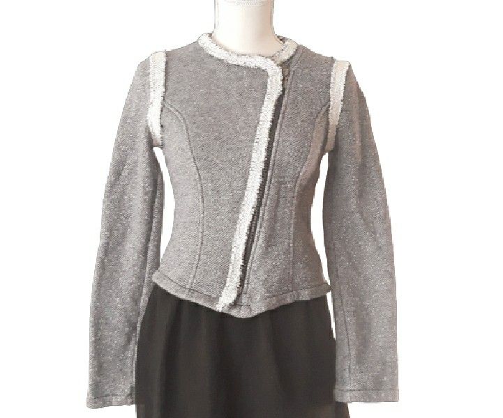 GAP Gray Terry Cloth Fitted Moto Jacket Size Small