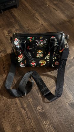 Ed Hardy Black Tattoo Print Handbag