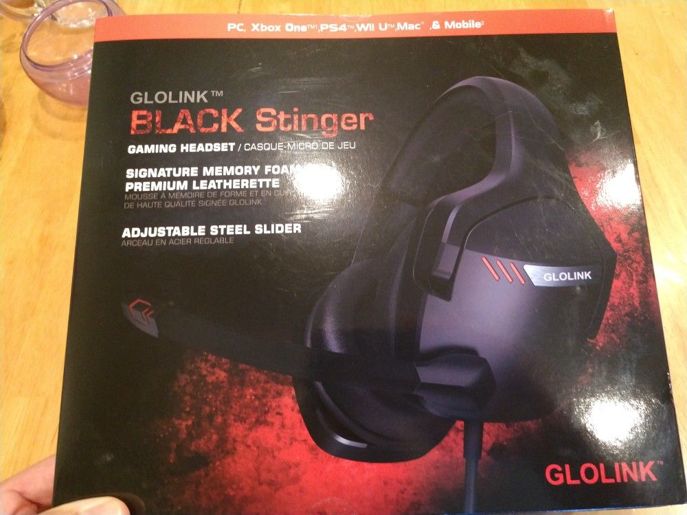 GLOLINK Black Stingers Gaming Headset for PC Xbox One PS4 Wii U