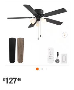 52 in. Black Indoor/Outdoor Ceiling Fans with Lights