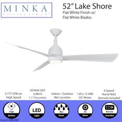 Minka Lake Shore 52" Outdoor Ceiling Fan LED, Remote Control, White