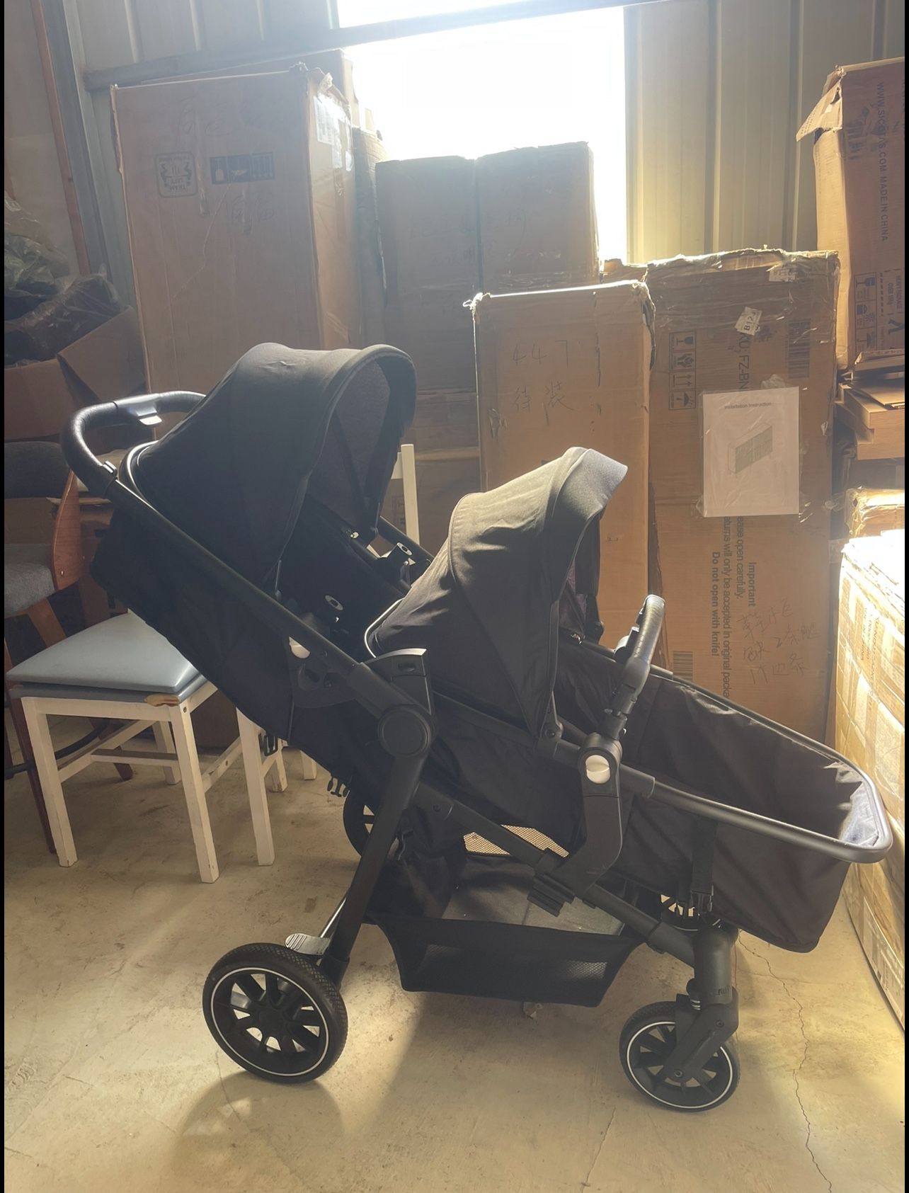 Double Stroller for Twins Infant & Toddler, Foldable Tandem with 5-Point Safety Harness, Convertible Twin to Single Stroller, Compact Lightweight Desi