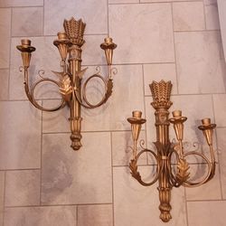 Pair Vintage Candle Sconces 23 Inches