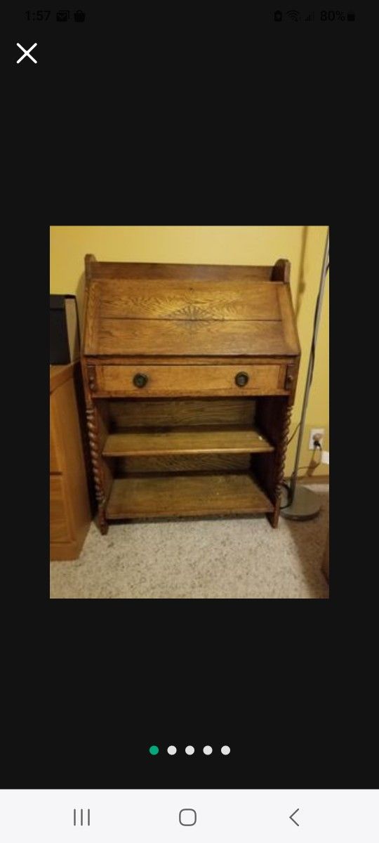 Antique Secretary Desk Solid Oak