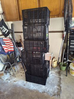 12 black plastic crates all for$5!!!
