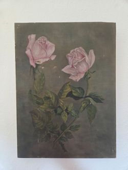 Vintage Pink Roses Oil Painting on Canvas