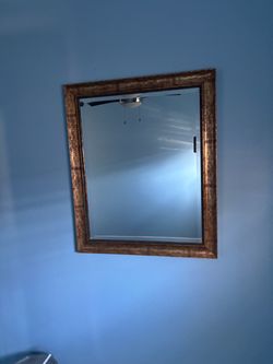 Rectangular Wall Mirror with Gold Frame