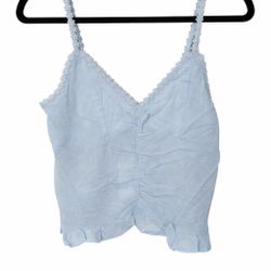 Light Blue Lace Strap Ruched Top