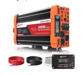 2000W Pure Sine Wave Inverter 12V DC to 120V AC, 4000W Surge