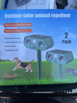 Brand New 2 Pack Solar Ultrasonic Animal Repellent, Outdoor Pest Deterrent