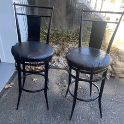 2- Leather Swivel Stools 45”tall 30”seat Height -$30