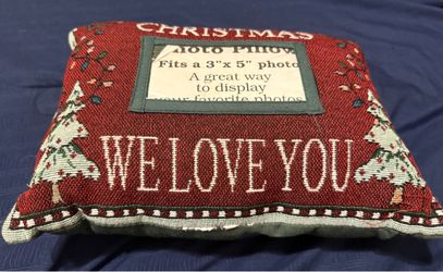 Merry Christmas We Love You Throw Pillow Picture Pouch XMas Tree Lights 10x13"