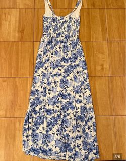 Hollister Blue Floral Smocked Maxi Dress XS
