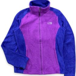 The North Face Pink/Purple Full Zip Color Block Fleece Jacket Size M Used Exc 
