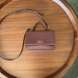 Authentic Salvatore Ferragamo Textured Leather Handle Bag