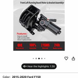 Front Left Driver Side Power Running Board Motor & Bracket Assembly Compatible with 2015 2016 2017 2018 2019 2020 Ford F150 Replaces FL3Z16A507A FL3Z-