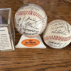 Vintage Baltimore Orioles baseballs, replica signed.