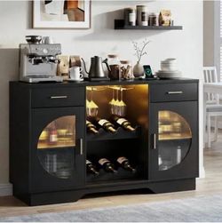 Modern Black Wine Bar Cabinet
