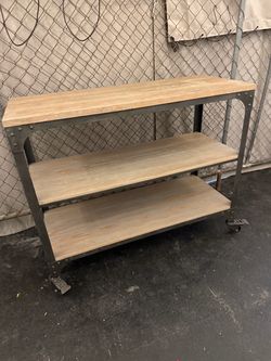 Industrial Pottery barn shelf on casters