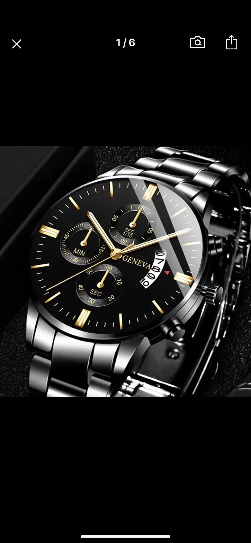 Fashion Men Black Stainless Steel Watch