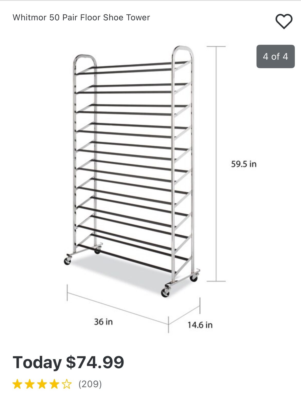 50 Pair Shoe Rack On Casters 