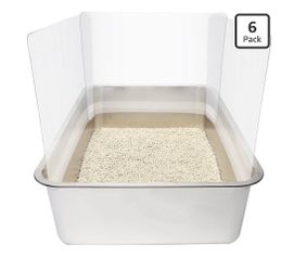 6PCS Cat Litter Box Pee Shields,Transparent Easy Clean Splash Guard 14.5×11.5in for Open Top Litter Pan