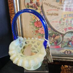 Fenton Blue Coin Dot Basket