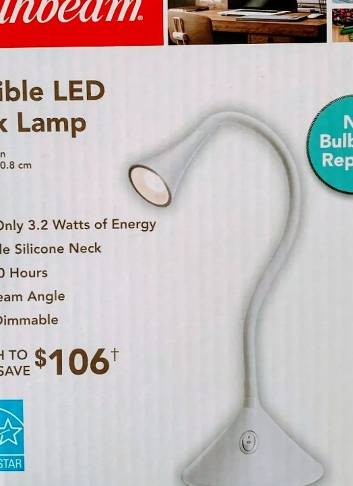 Led DESK LAMP 120V NEW. TABLE WHITE FLEXIBLE