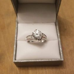 Sterling Silver Cubic Zirconia Engagement Ring 