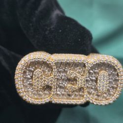 VVS D Moissanite Yellow Gold on “CEO” Cluster Ring – 925 Sterling Silver