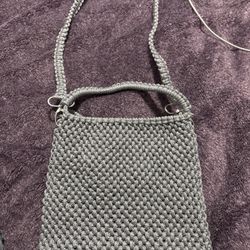 Handmade Grey Macrame Shoulder Bag