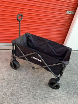 LUXCOL Collapsible Folding Wagon, Heavy Duty Utility Beach Wagon Cart for Sand