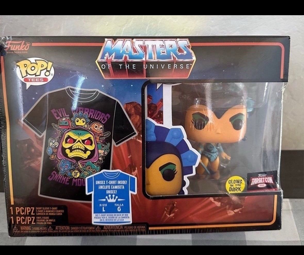 New Masters of The Universe Funko Pop and TShirt Set Size Large
