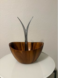 NAMBE Wood Fruit Bowl with Banana Tree