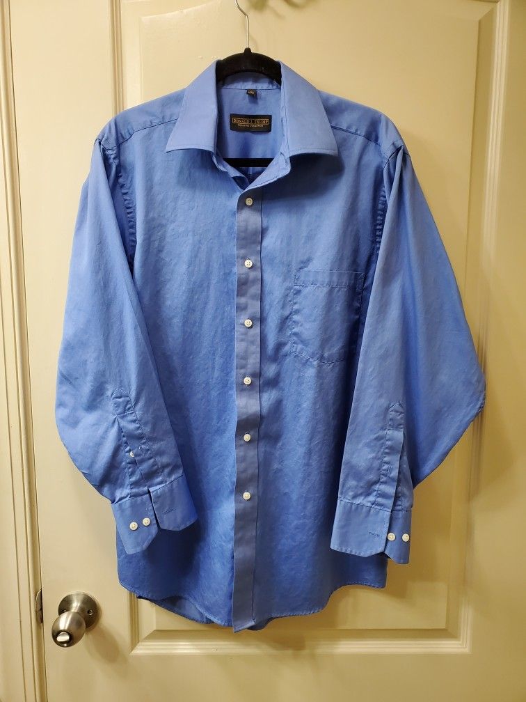 DONALD J TRUMP Signature Blue Dress Shirt Long Sleeve Button Up 15.5 32/33