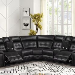 Jacob2 Black Reclinables Sectional 🚛❤️💚💚