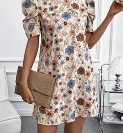 Clasi Women's Early Spring Floral Print Short Sleeve Dress,Summer Dresses For Women