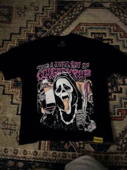 THATS A AWFUL LOTS OF COUGH SRYRUP SHIRT SIZE SMALL RUNS BAGGY SO SIZE M