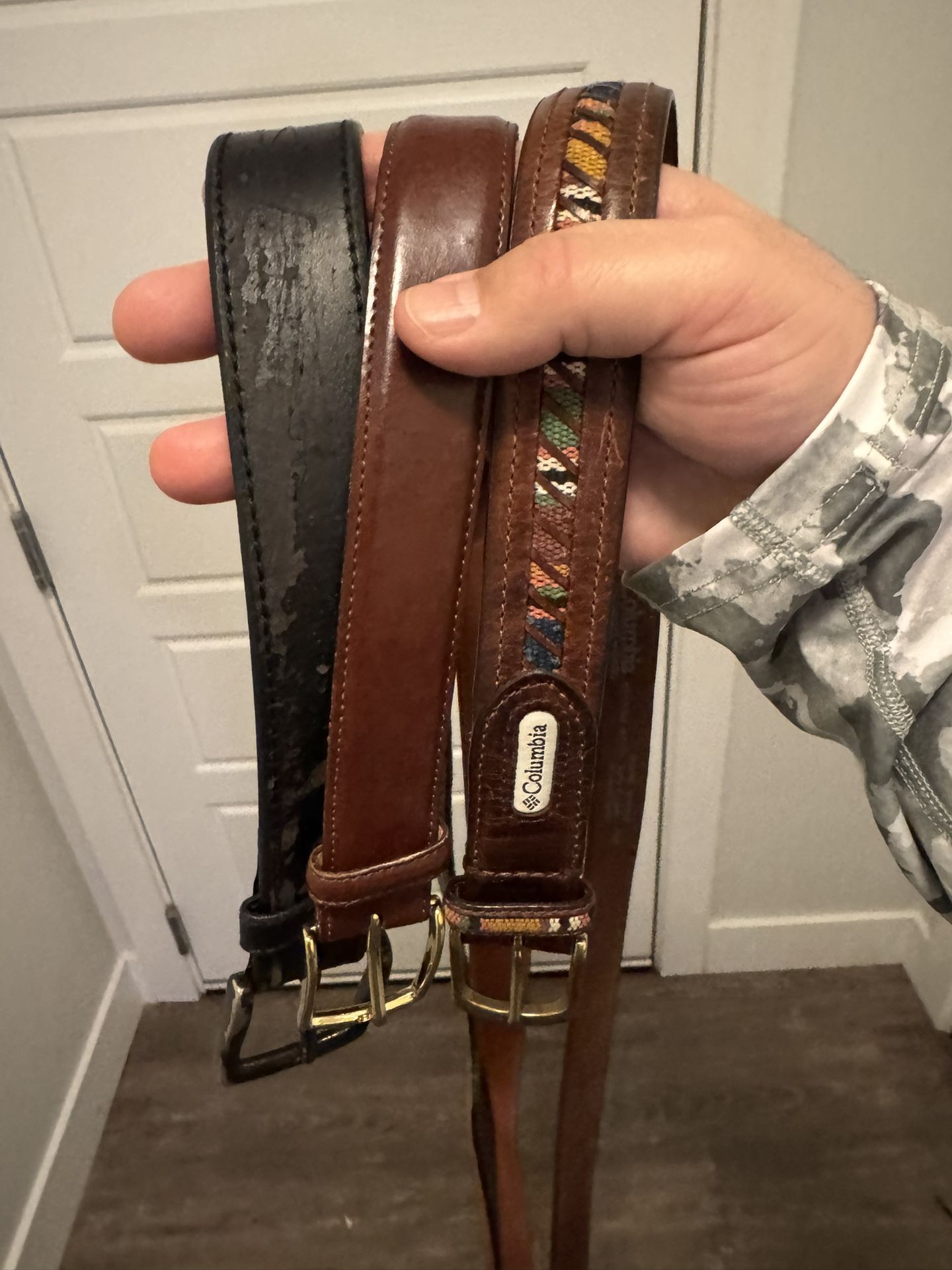 Two Brown & One Black Belt Size 44 Mens