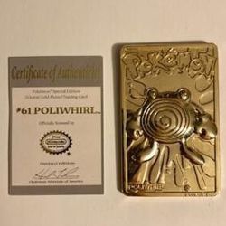 Pokemon Poliwhirl 23k gold plated  trading card
