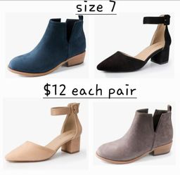 Size 7 NinetinGel Zipper Ankle Boots for Women.Women's Low Heeled Thick Heel Design