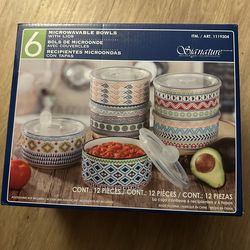 Brand New 6 microwavable bowls with lids