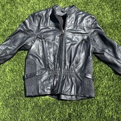 Ladies Black Leather Motorcycle Jacket