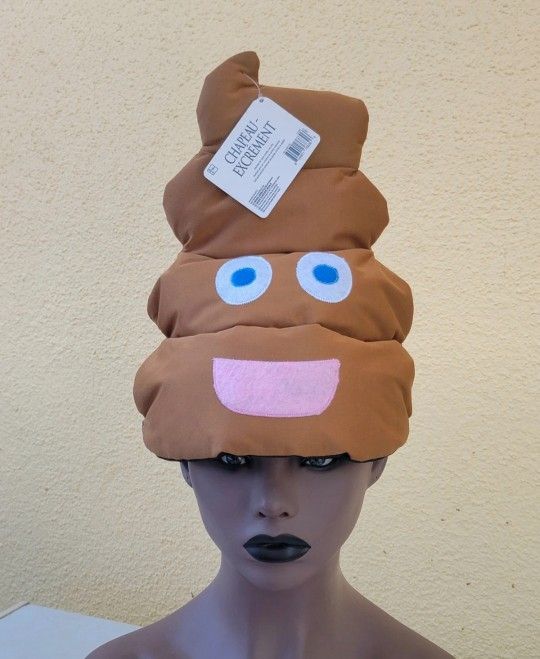 Poop Emoji Brown Swirly Turd 💩 Padded Happy Face Hat