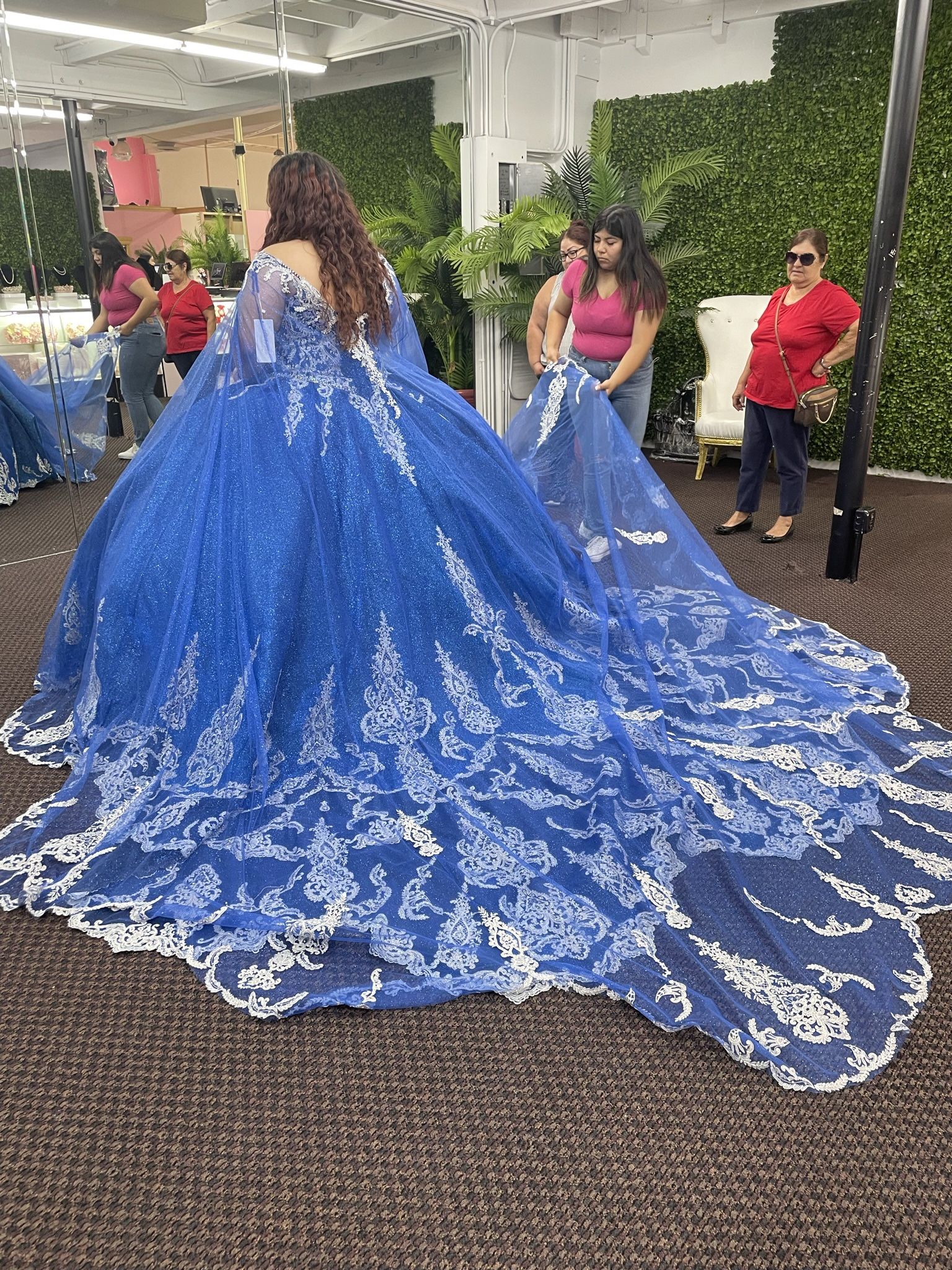 Quincera Dress (Plus Size) Royal blue / silver Long Train 
