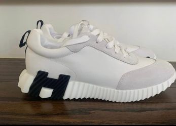 Unisex H design black and white Leather Sneakers