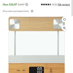 Taylor Digital 11 Pound Glass/Bamboo Household Kitchen Scale and Food Scale in Natural Wood