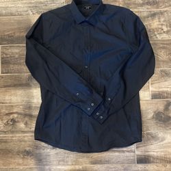 Black Fitted Dress Shirt Size Large 