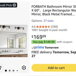 Bathroom Mirror 30x60